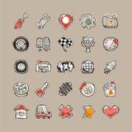 Doodle Cars Icons Set