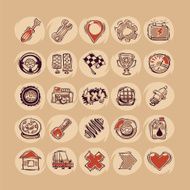 Retro cars icons set N3