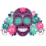 Skull and roses Colorful Day of the Dead card