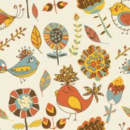 Seamless texture with flowers and birds N6