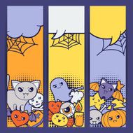 Halloween kawaii vertical banners with cute doodles N2