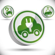 Electric car 3d vector icon