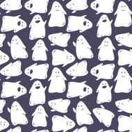 Seamless pattern with funny cute ghosts