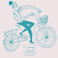 Retro girl cyclist
