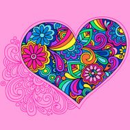 Groovy Psychedelic Doodle Heart Vector