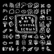 Set of chalk vector doodles icons