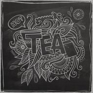 Tea hand lettering and doodles elements background N8