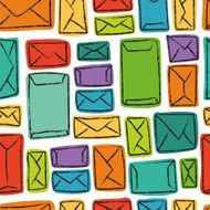 Vector seamless pattern - many colorful envelopes