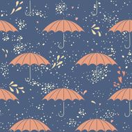 Seamless pattern with umbrella&#039;s and the rain