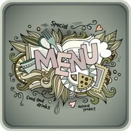 Menu hand lettering and doodles elements