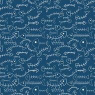 Funny cartoon fish skeletons seamless pattern background