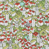 Modern Eco City seamless pattern