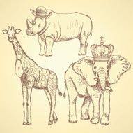 Hipster animals vector vintage background N2
