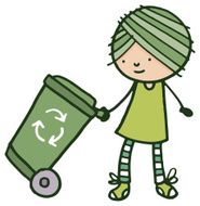 Girl with recycling bin