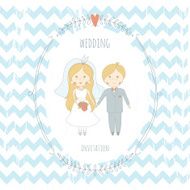 Wedding invitation with a very cute wedding couple N3