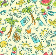 Seamless pattern of vector doodle summer icons N2