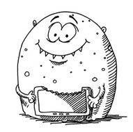 Funny Monster Eating Tablet PC