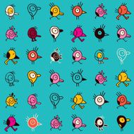 Cartoon birds seamless pattern N2