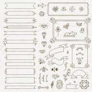 Vintage hand drawn design elements set 6 Vector illustration