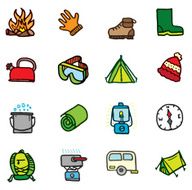 Camping and outdoor doodle set