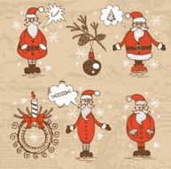 Vintage style hand-drawn Christmas set N8