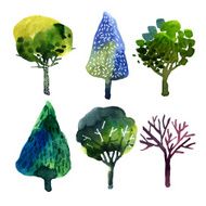 Hand painted tree icons