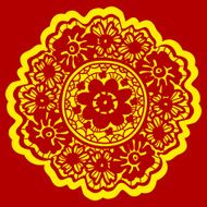 Floral paper cut in Yellow and Red