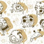 Monster heads Seamless pattern