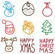 Christmas doodle icon set