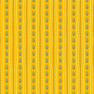 Pattern of yellow lines white dots small green leave drawings