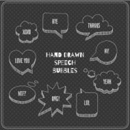 Speech bubbles doodles in blackboard