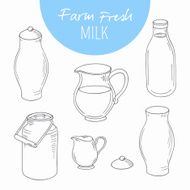 Set of sketchy dairy farm objects