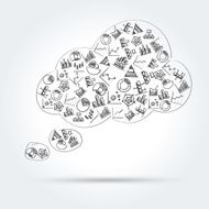 Cloud bubble with hand drawn diagram icons