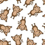 Seamless Funny Cartoon Monkey N2