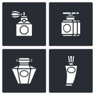 Retro perfume icons set