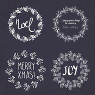 Christmas wreath drawn Vector set N20