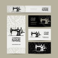 Business cards design sewing maschine sketch N2