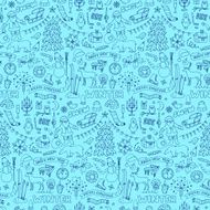 Winter seamless hand drawn doodle pattern