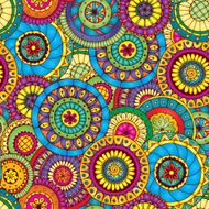 Seamless floral pattern with doodles and cucumbers N3
