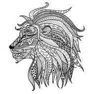 Hand drawn lion coloring page