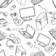 vector seamless pattern of hand drawn doodles electronic gadgets N3