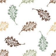 Seamless pattern of vintage oak leaves