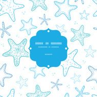 Starfish blue line art frame seamless pattern background