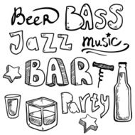 Hand drawn icons words