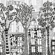 Street background Artistically houses and trees