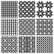 Black and white Set of seamless geometric patterns simple design N2