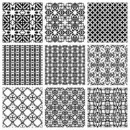 Black and white Set of seamless geometric patterns simple design N4