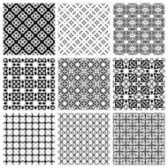 Black and white Set of seamless geometric patterns simple design N5