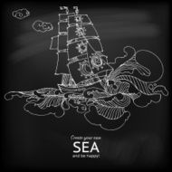 Vector elegance drawing sailfish at blackboard