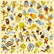 Crazy doodle animals mega set Vector illustration N2